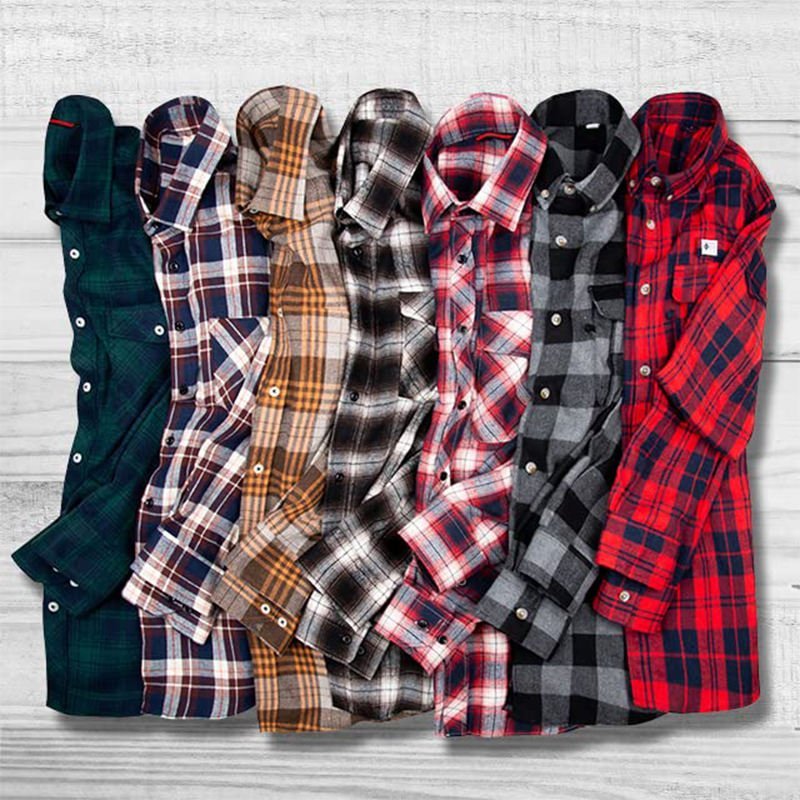 H5934b650d1044e8ab020725196de40adp.jpg Classic Flannel Shirt – Soft Brushed Cotton, Warm & Stylish Check Design - Image 1