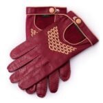 Leather Driving Gloves – Breathable Perforated Goat Leather Sports Car Gloves with Snap Closure