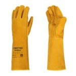 Heat Resistant Leather Welding Gloves – 16-Inch Split Cowhide MIG/Stick Welder Gauntlets with Kevlar Stitching